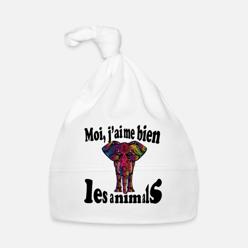 Moi, j aime bien les animals..elephant multicolore Bonnet bio Bébé