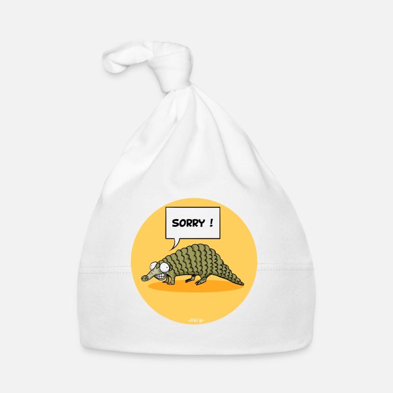 Pangolin, dessin humoristique sur le coronavirus. - Bonnet bio Bébé - blanc