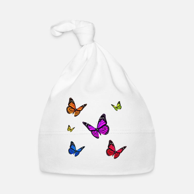 Multicoloured Monarch Butterfly set Organic Baby Cap