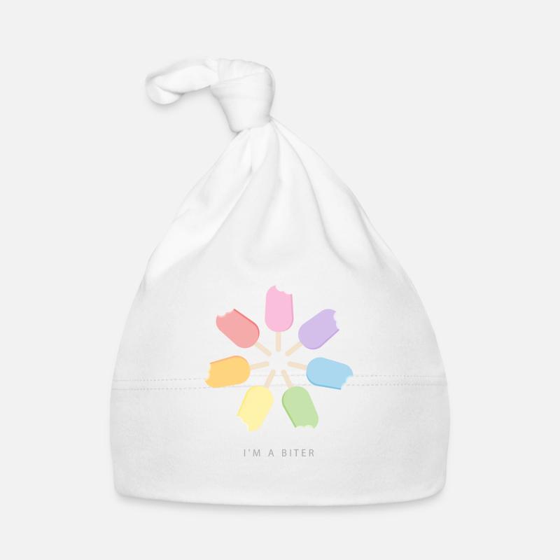 I'm a Biter Eis am Stiel Regenbogen - Baby Bio-Mütze - Weiß