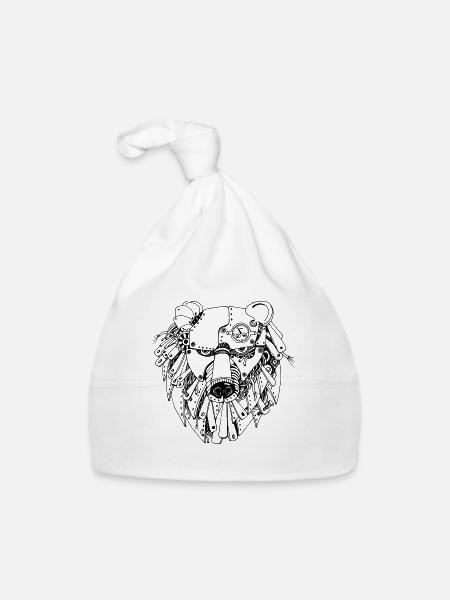ours steampank - Bonnet bio Bébé - blanc