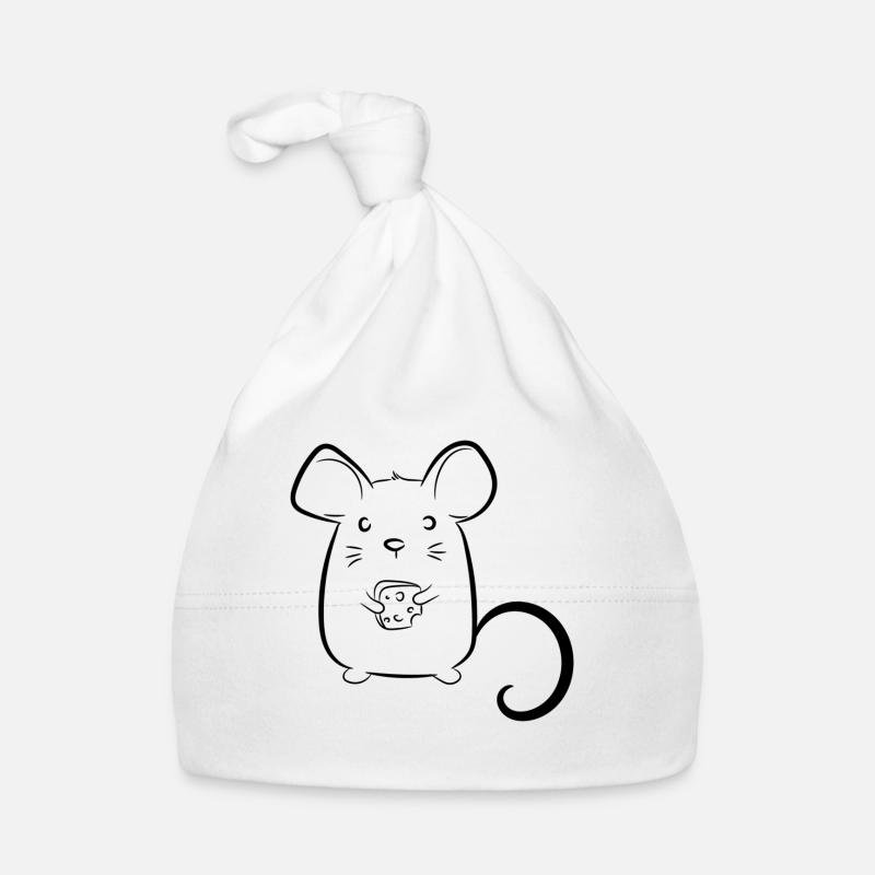Souris au fromage - Bonnet bio Bébé - blanc