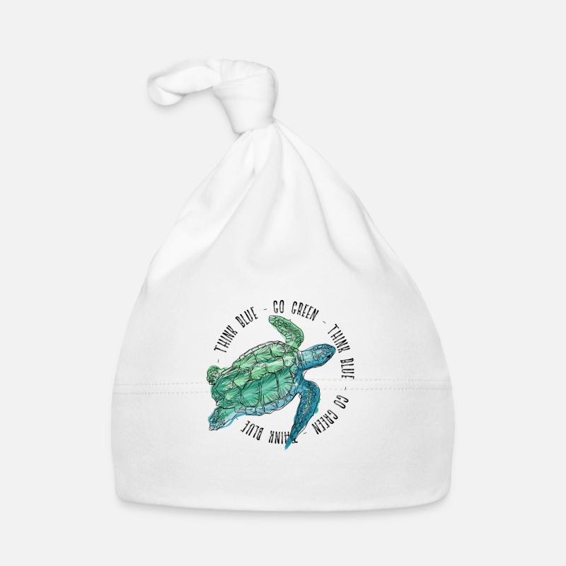 Pensez Blue Go Green Turtle Save The Ocean Bonnet bio Bébé