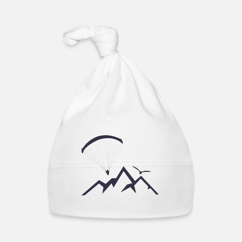Idée cadeau Montagnes Parapente - Bonnet bio Bébé - blanc