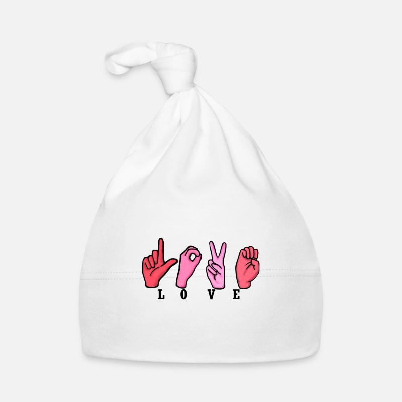 Love dactylo IV - Bonnet bio Bébé - blanc