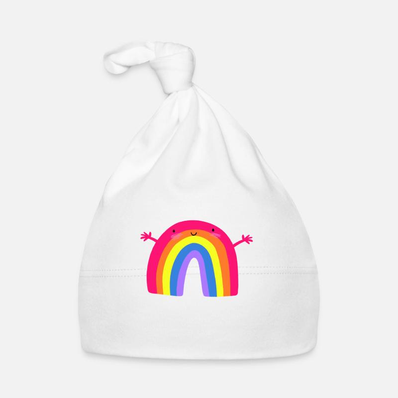 Nette Regenbogenumarmung - Baby Bio-Mütze - Weiß