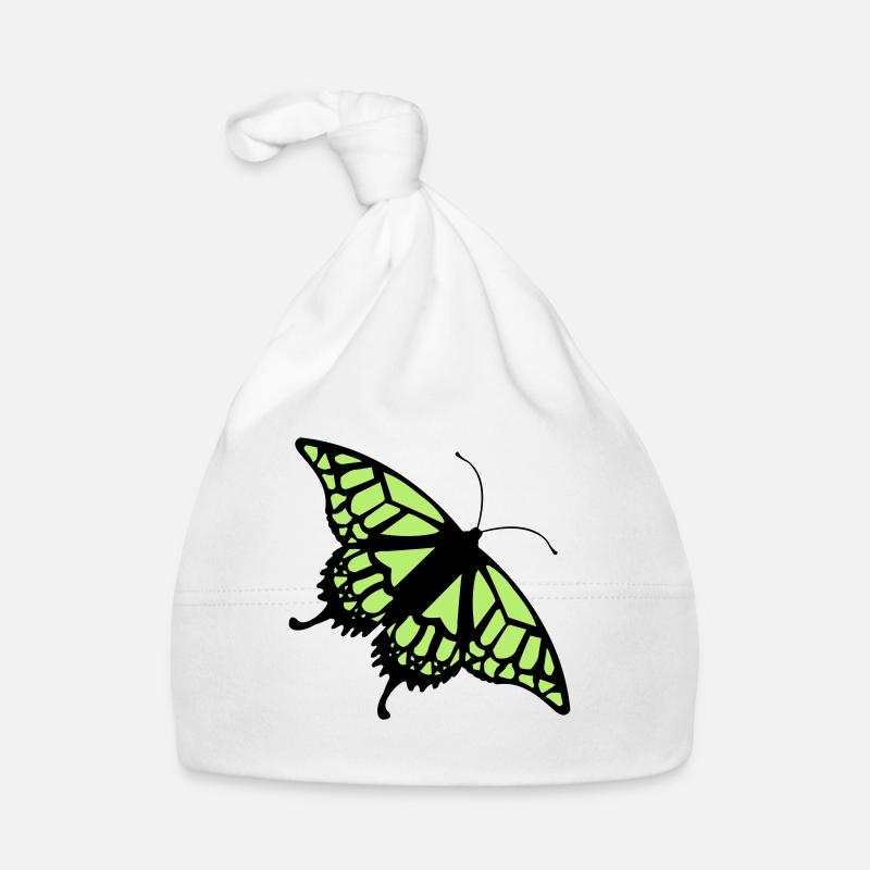 Schmetterling (Farben personalisierbar) - Baby Bio-Mütze - Weiß