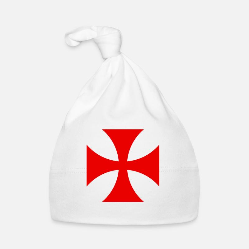 Templar Cross - Organic Baby Cap - white