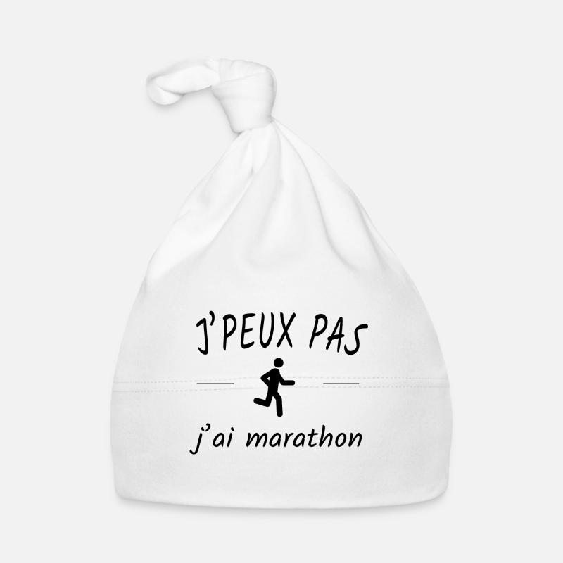 Je peux pas j'ai marathon - Bonnet bio Bébé - blanc