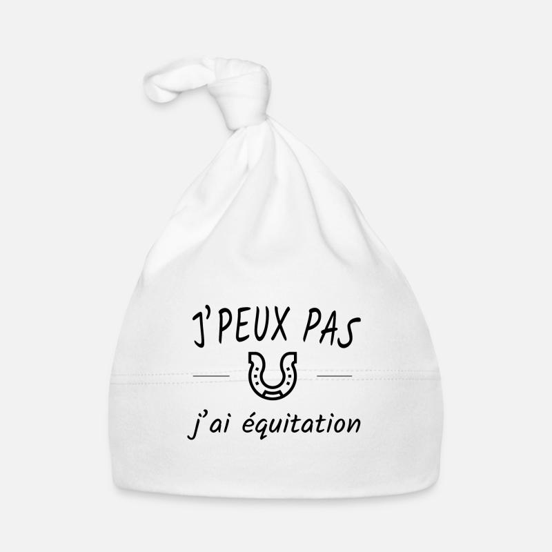 Je peux pas j'ai équitation - Bonnet bio Bébé - blanc