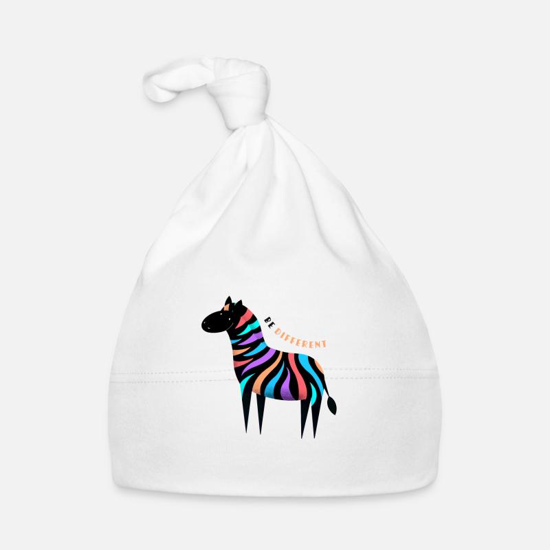 Be different! Sweet smiling colorful zebra Organic Baby Cap