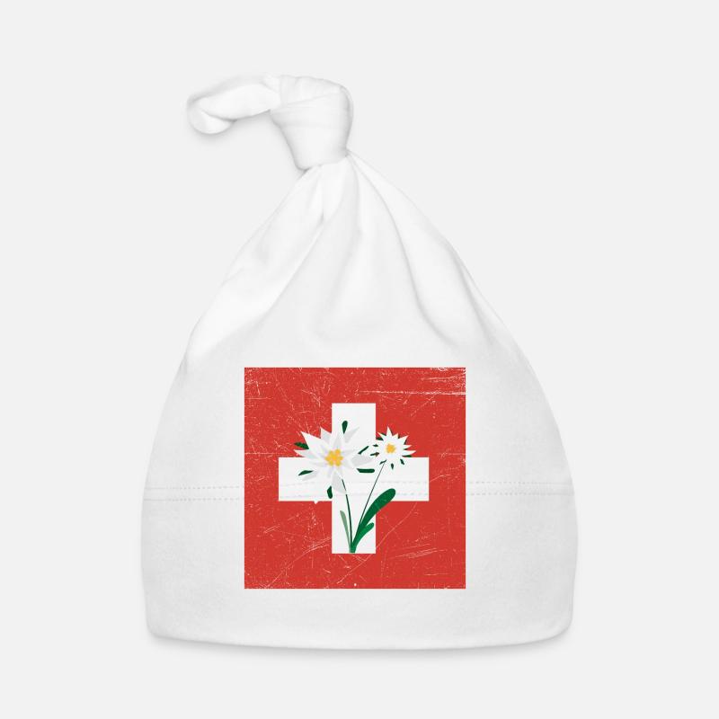 Edelweiss Switzerland Flag Funny gift idea Organic Baby Cap