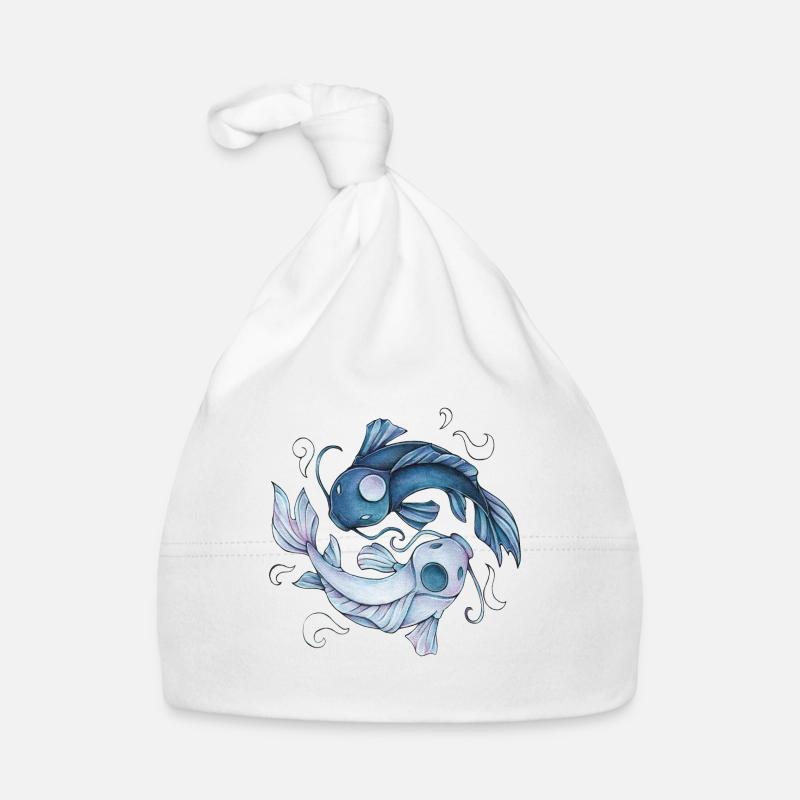 Yin Yang Kois - Ying Koi - Bonnet bio Bébé - blanc