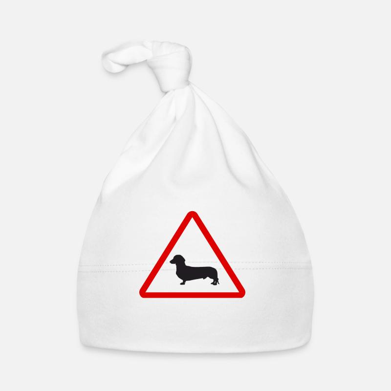 Traffic sign caution dachshund sign dog Organic Baby Cap