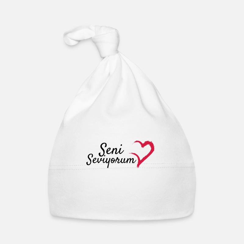 Seni Seviyorum en cadeau idée cadeau turque - Bonnet bio Bébé - blanc