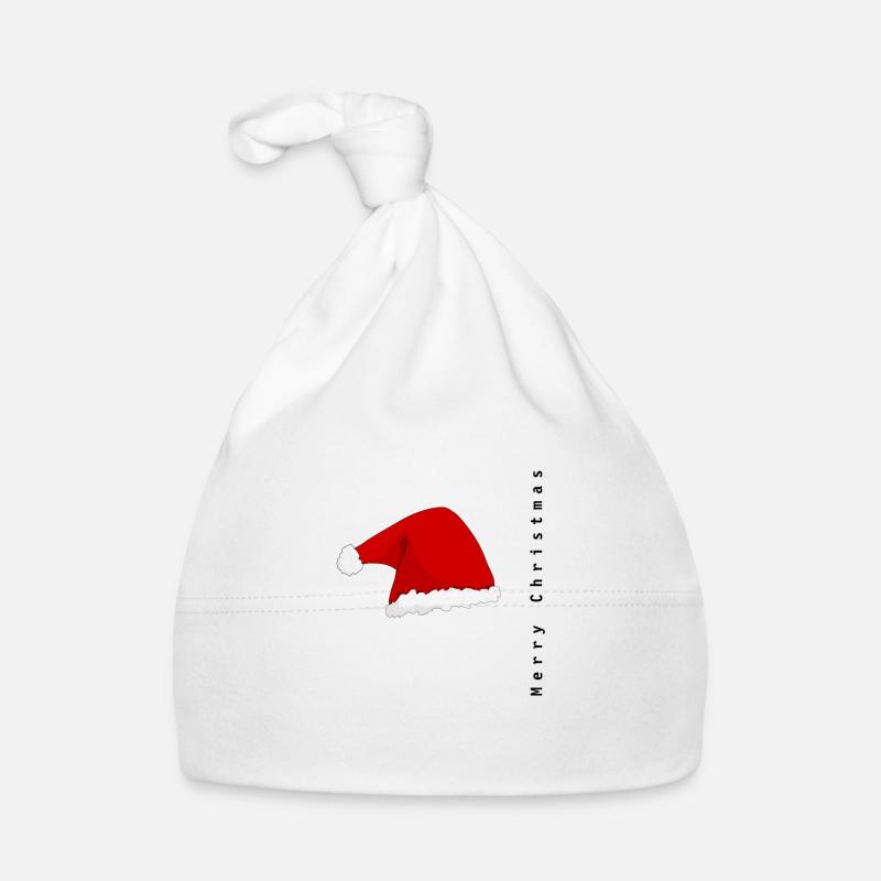 Bonnet rouge, Noël, Xmas - Bonnet bio Bébé - blanc