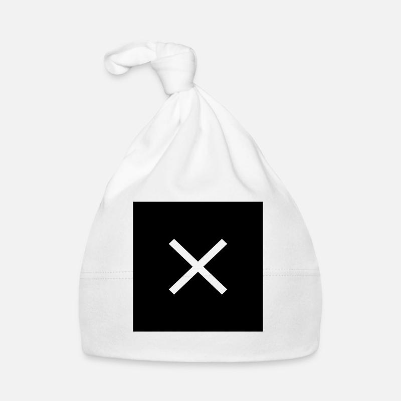 Cross white on black Organic Baby Cap
