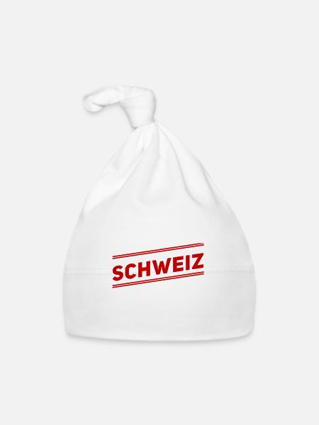 Schweiz Schriftzug Rot - Baby Bio-Mütze - Weiß - Vorne