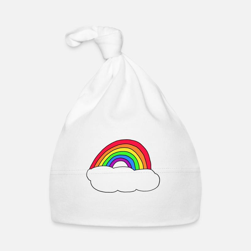 Regenbogen Wolke Eigener Text - Baby Bio-Mütze - Weiß