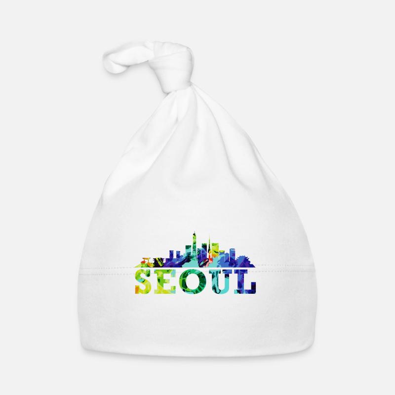 Seoul Skyline Impression Korea Souvenir Geschenk Baby Bio-Mütze