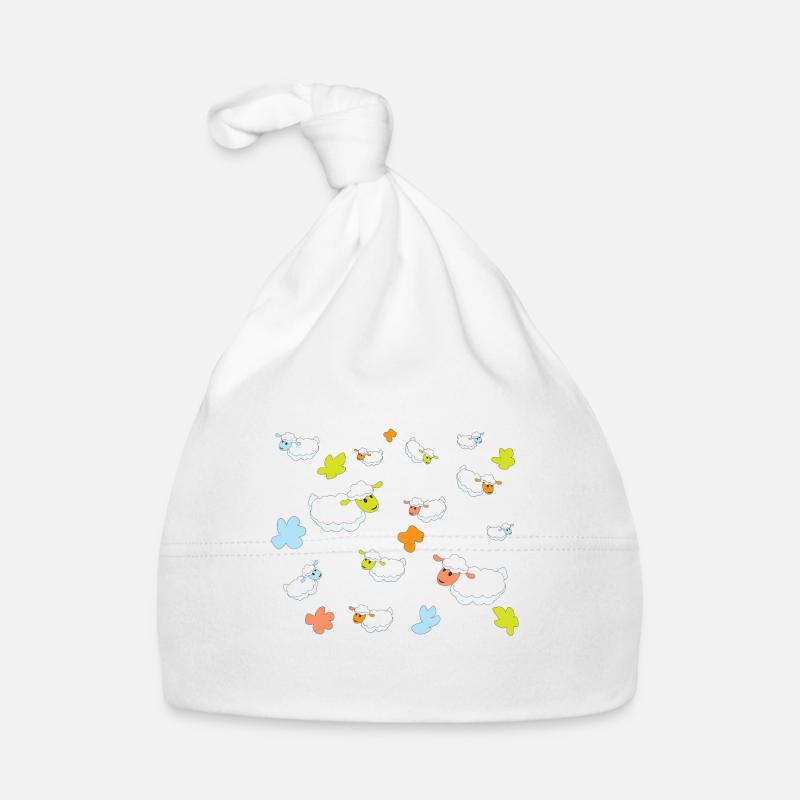 colorful sheep - cute cartoon pattern for kids Organic Baby Cap