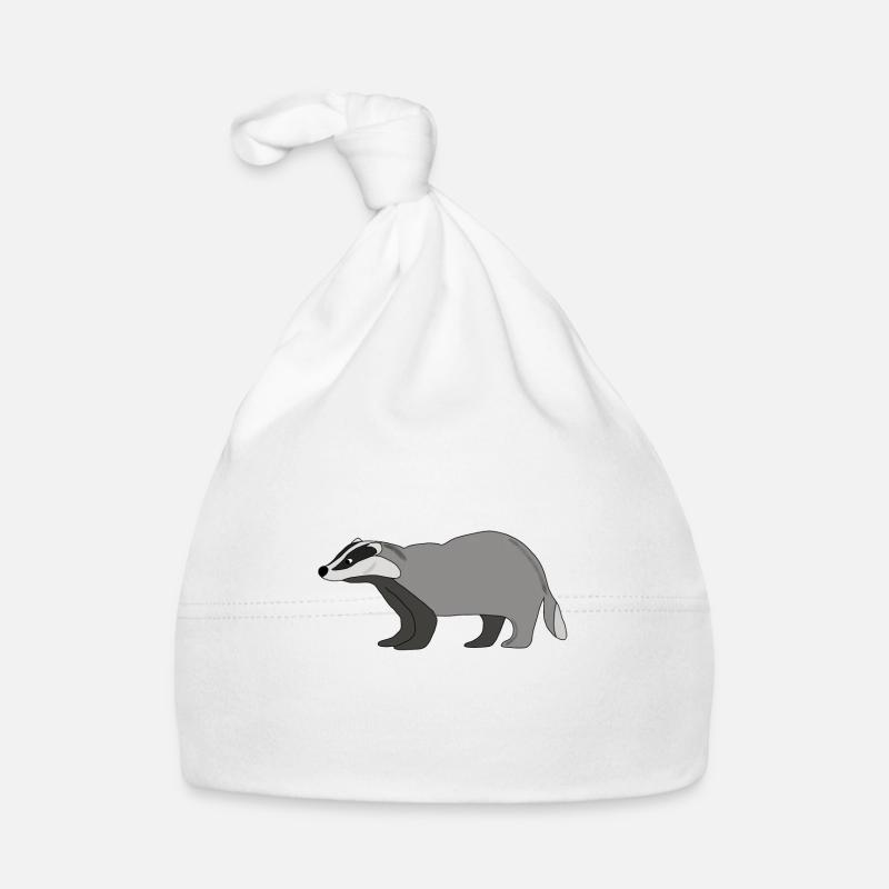 Dachs *** blanko - Baby Bio-Mütze - Weiß