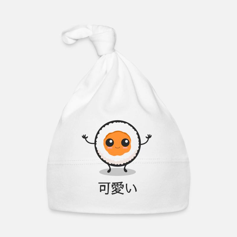 Saumon Maki Kawaii - Bonnet bio Bébé - blanc
