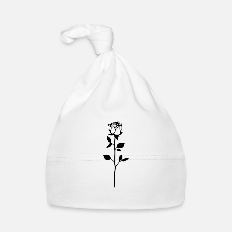 Black Rose - Organic Baby Cap - white