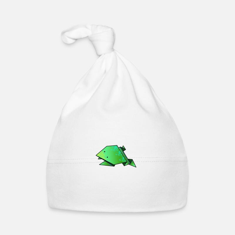 grenouille origami - Bonnet bio Bébé - blanc