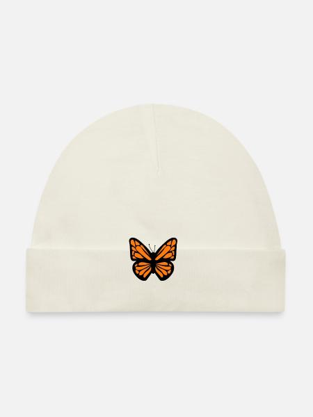orange butterfly - Organic Baby Cap - white - Front