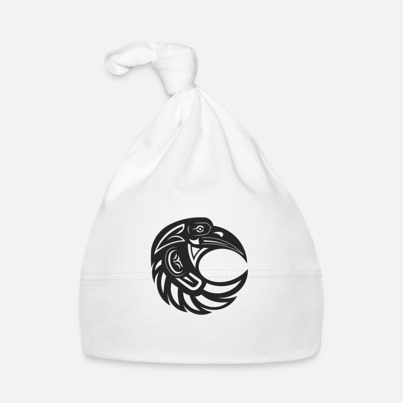 Totem corbeau rond noir Bonnet bio Bébé