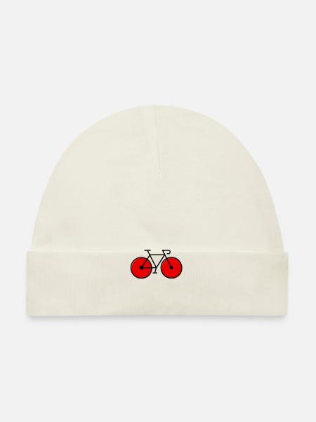 rotes Rennrad - Baby Bio-Mütze - Weiß - Vorne