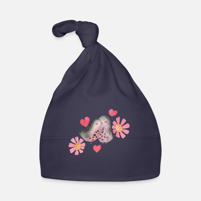 Love Birds Pattern Organic Baby Cap