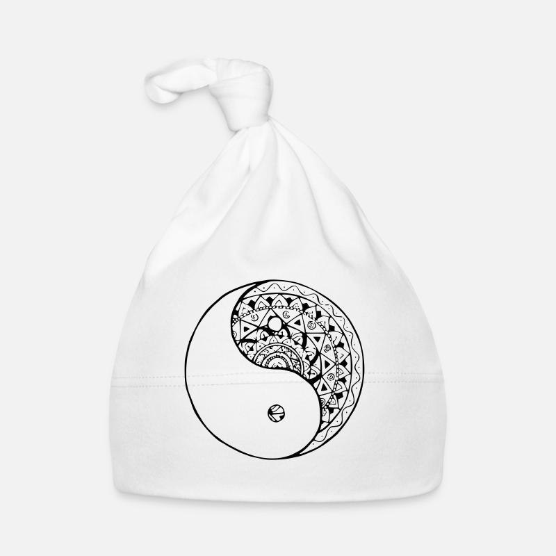 mandala yin yang - Bonnet bio Bébé - blanc