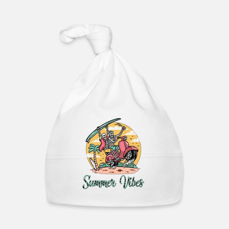 Beach Vibes Skeleton Palm Trees, Vacation, Beach Organic Baby Cap