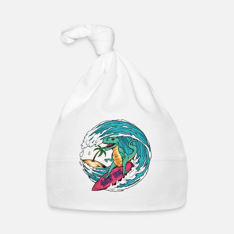 Surfing T-Rex Organic Baby Cap