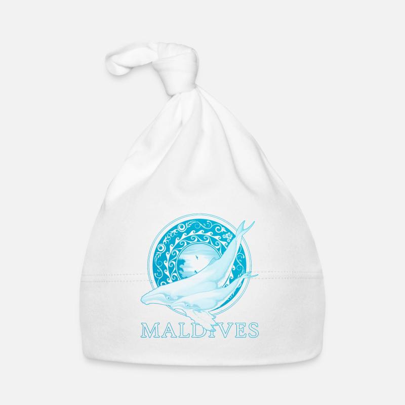Baleines à bosse Maldives - Bonnet bio Bébé - blanc