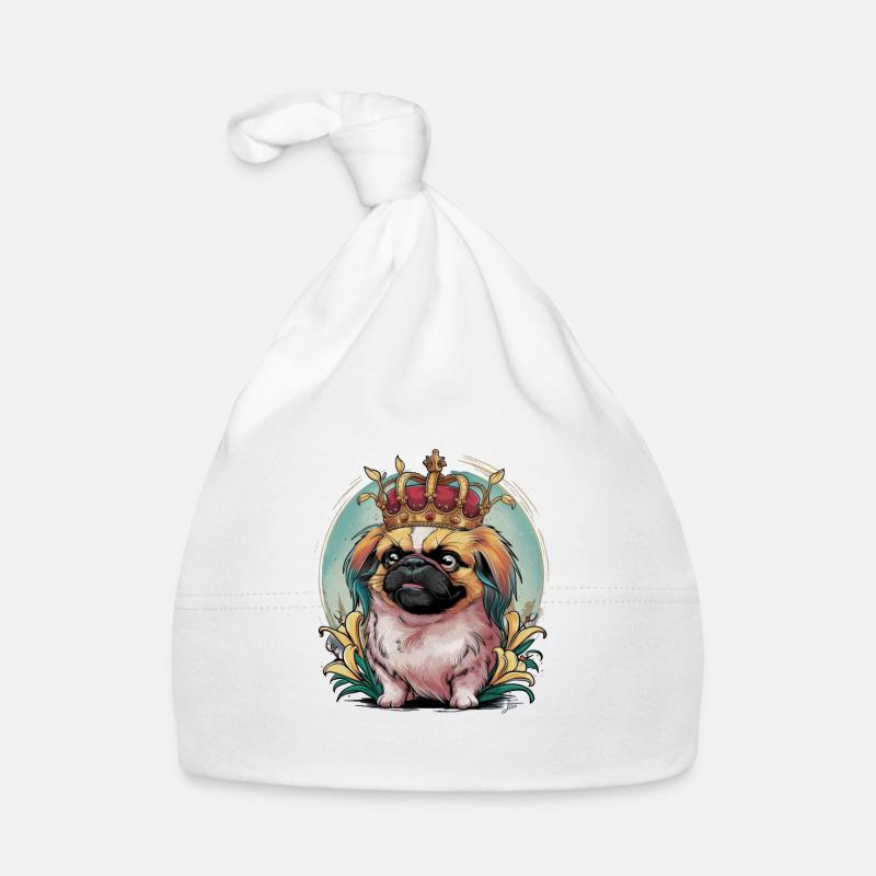 Mignon Pékinois avec couronne et lys Bonnet bio Bébé