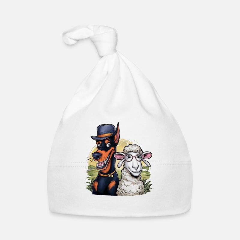 Doberman cool avec mouton Bonnet bio Bébé