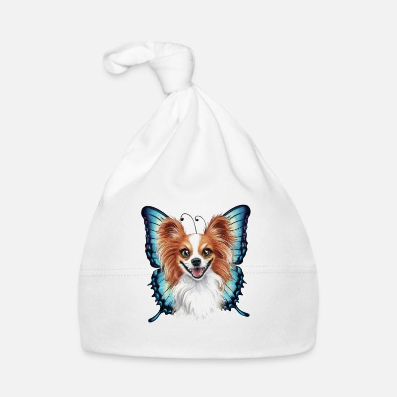 Dessin animé Papillon chien avec des ailes de papillon Bonnet bio Bébé
