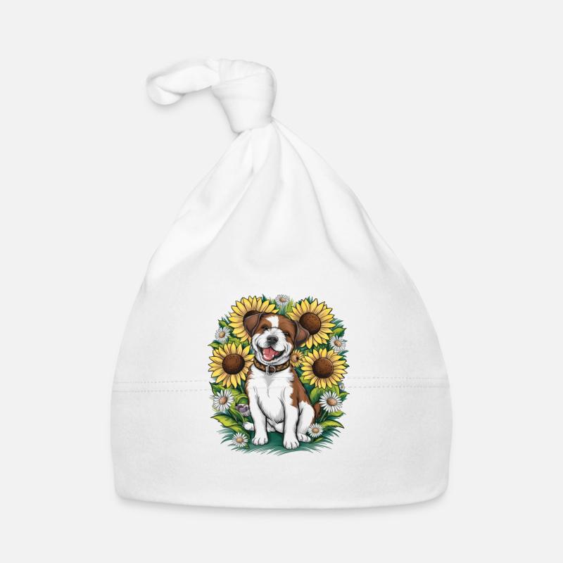 Lagotto Romagnolo avec fleurs de soleil Bonnet bio Bébé