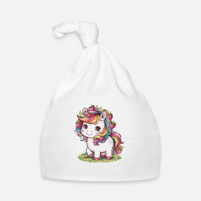 Kawaii Einhorn mit Erdbeeren Baby Bio-Mütze
