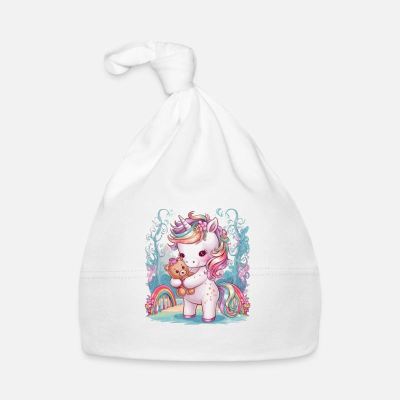 Kawaii Einhorn mit süßen Teddybär Baby Bio-Mütze