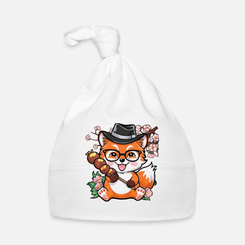 Kawaii Fuchs mit Hanami Dango Baby Bio-Mütze
