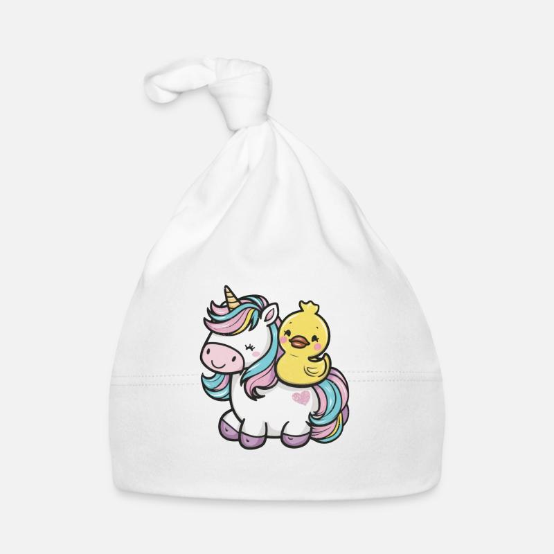 Licorne kawaii avec canard en caoutchouc mignon Bonnet bio Bébé