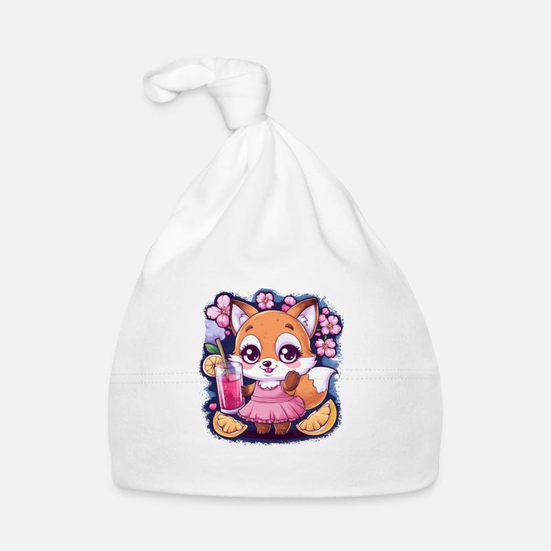 Fuchs mit Limonade, Zitrone, Kirschblüte Baby Bio-Mütze