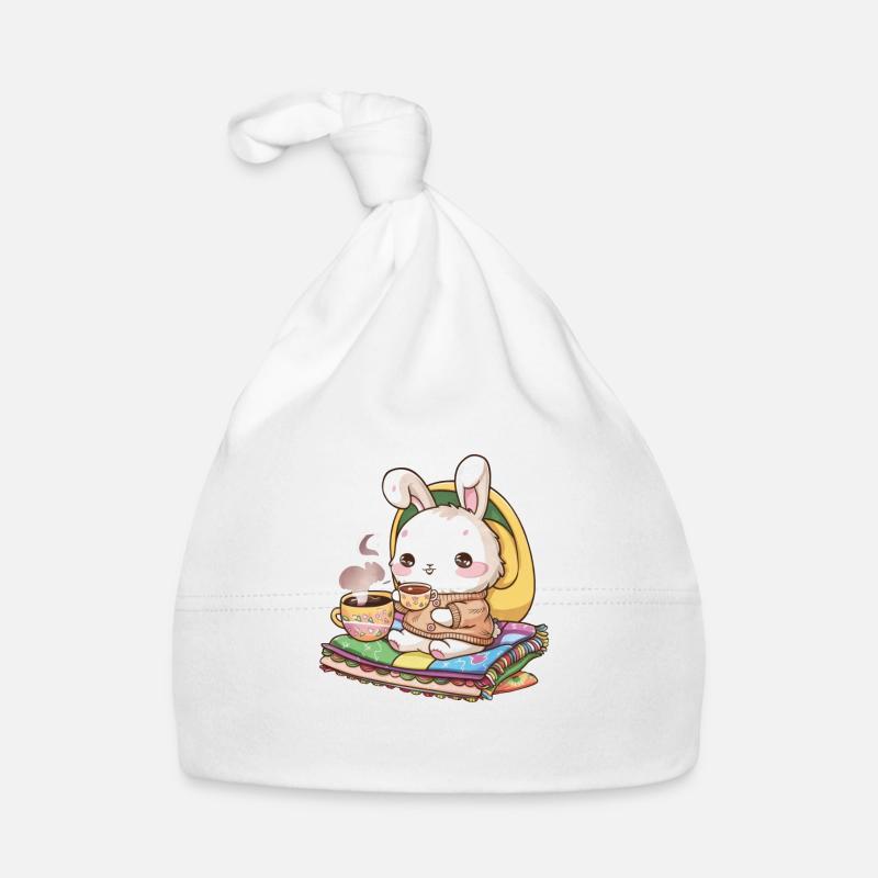 Lapin hawaïen câlin avec thé et couverture Bonnet bio Bébé