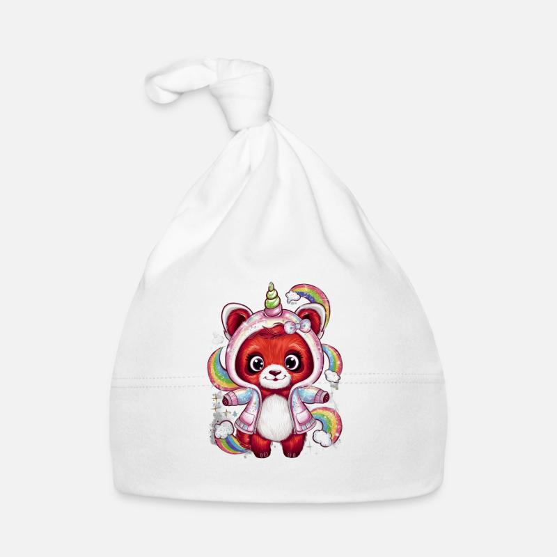 Roter Einhorn Panda Baby Bio-Mütze