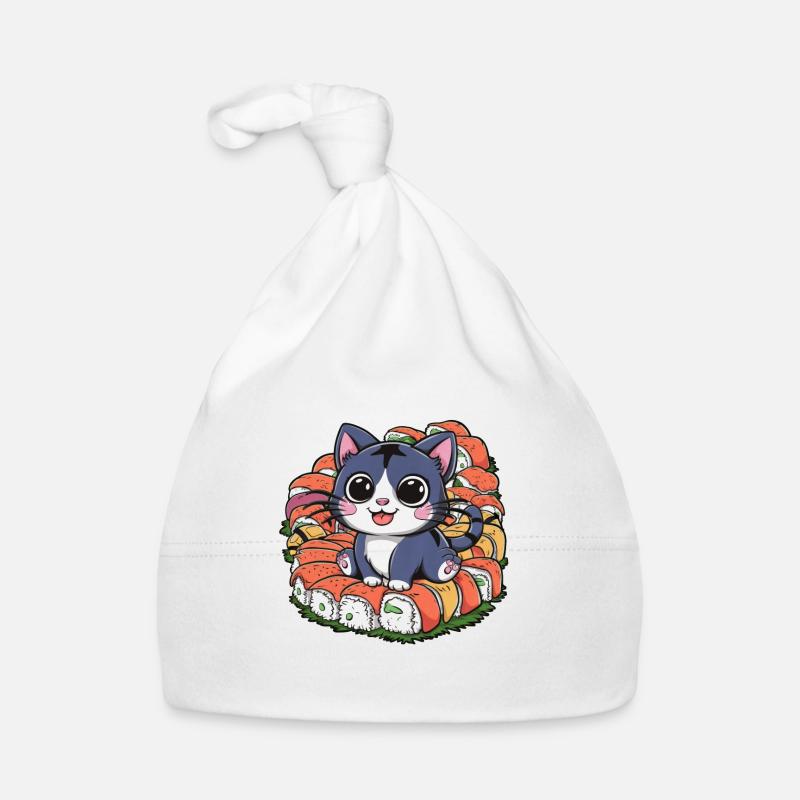 Mignon chat kawaii aime les sushis Bonnet bio Bébé