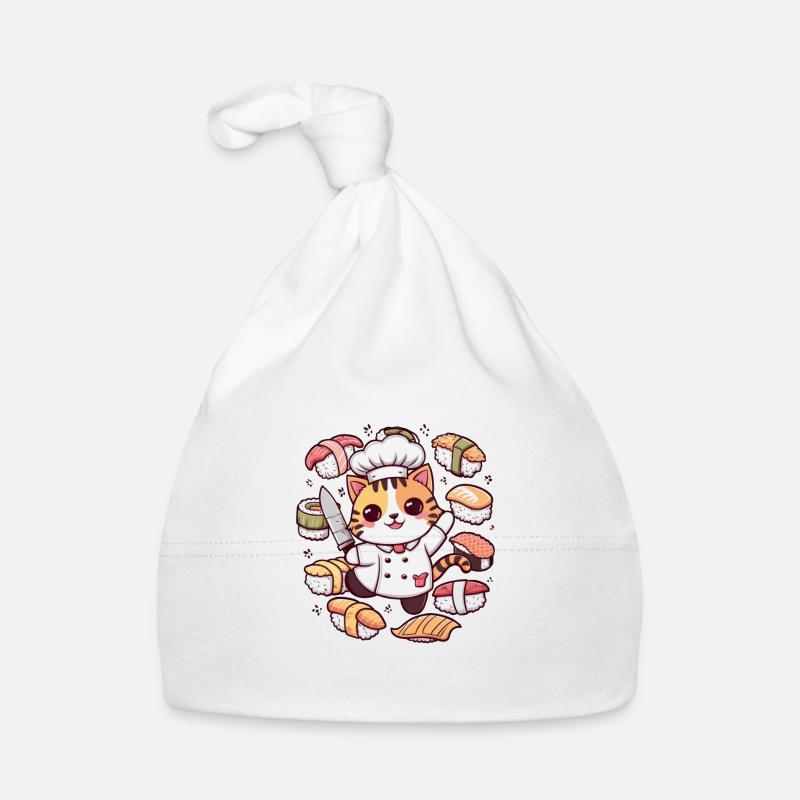Mignon chat kawaii aime les sushis Bonnet bio Bébé